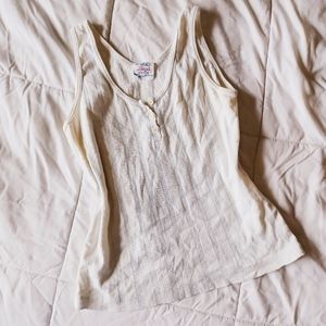 Vintage Layering Tank Henley Cream White Ripped Cropped 80s 90s Retro Minimalist